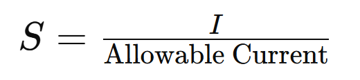 S = I / Allowable Current
