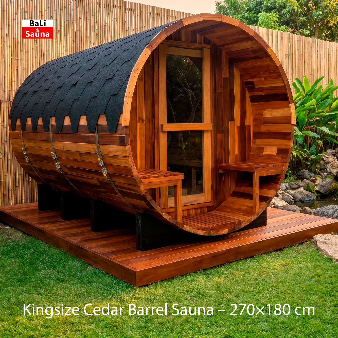 Kingsize Cedar Barrel Sauna