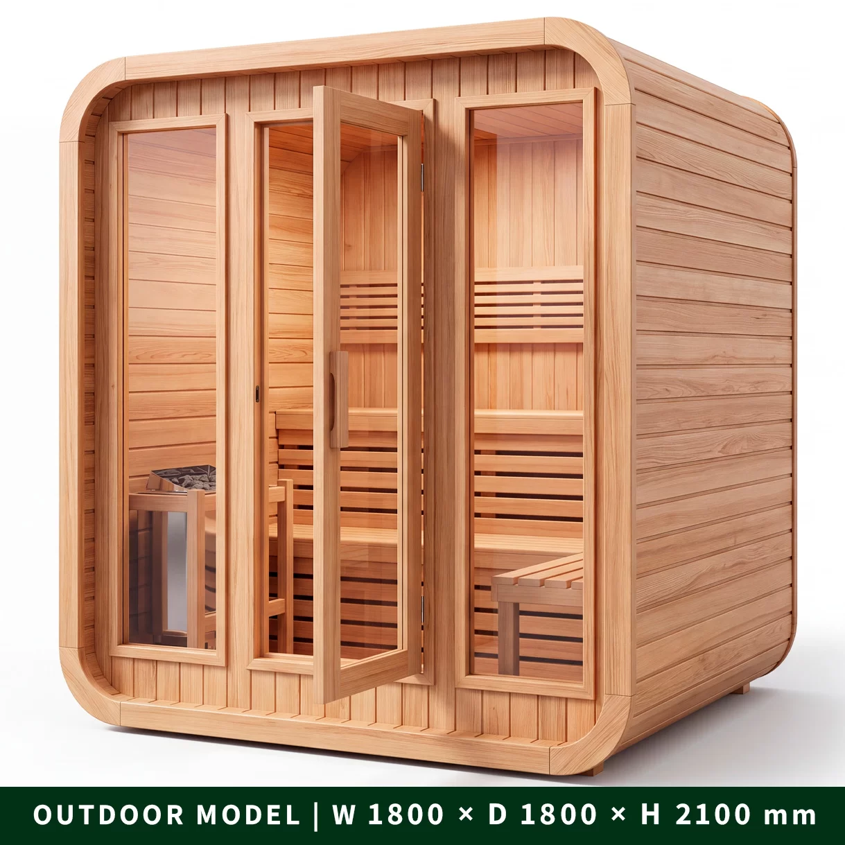 סאונה חיצונית מעץ Canadian Western Red Cedar – מבט צד