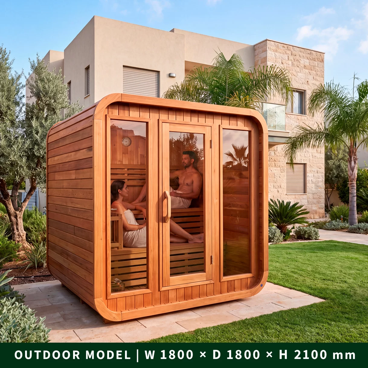 סאונה חיצונית 180×180 ס"מ מעץ Canadian Red Cedar