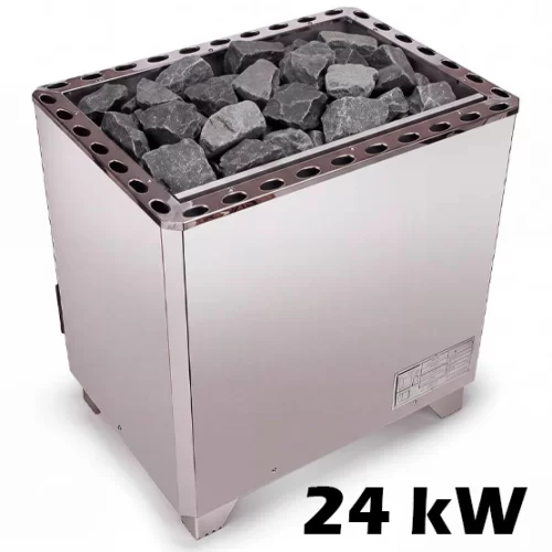 תנור חשמלי לסאונה 24kW דגם SAV-240 עם גוף מלבני מנירוסטה